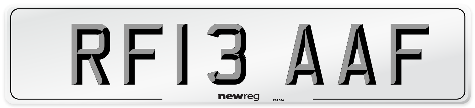 RF13 AAF Number Plate from New Reg